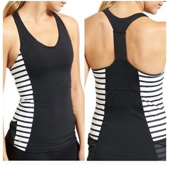 Athleta Ace Racer Tank Top S Stripe Shelf Bra Built-In Support Athletic Yoga - Picture 1 of 9